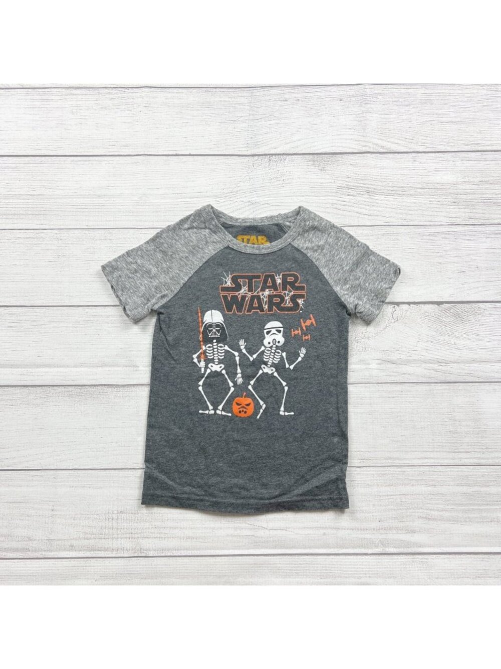 Star Wars Boys Skeleton Halloween Raglan Short Sleeve T-Shirt Stormtrooper 4T